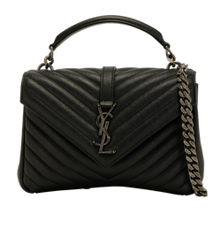 Medium College Bag, Leather, Black, 0324, 3*